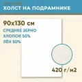 Холст грунтованный на подрамнике 90х130 см, 420 г/м2, лен 50%, хлопок 50%, среднее зерно, Холстофф