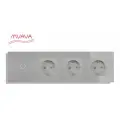 Сенсорный выключатель с розеткой 1кл. 3 розетки, 4 поста (1G+3EU) стекло299х86мм цвет серый