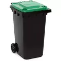Бак для мусора Альтернатива, на колесах, 240 л, черно-зеленый