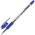 Ручка шариковая масляная с грипом BRAUBERG Glassy, синяя, корпус прозрачный, узел 0,7 мм, линия письма 0,35 мм, 12 шт.