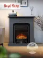 Камин электрический напольный Royal Flame модель Barcelona в цвете графит с очагом Fobos M Black RC с эффектом реального пламени, звуком потрескивания дров и обогревом 1.5 кВт
