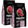 ALPHAPET SUPERPREMIUM PUPPY для щенков, беременных и кормящих собак средних пород с говядиной и рисом (7 + 7 кг)