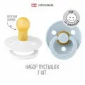 Набор 2 шт. Соска пустышка BIBS латексная классическая Colour White/Baby Blue, 0+ месяцев