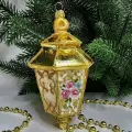 Irena-Co елочная игрушка, стекло Фонарик большой золотой (14х8х8см)