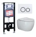 Комплект 3 в 1 инсталляция ESBANO FRAM + Унитаз подвесной Ceramica Nova Play CN3001 + кнопка белая глянцевая