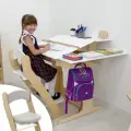 Парта для школьника, растущая парта, растущий стул, с подушкой, комплект, окрашен маслом и акрилом
