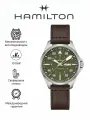 Наручные часы Hamilton, серебряный, коричневый, хаки