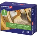 Краски акриловые для техники Флюид Арт (POURING PAINT), 4 цвета по 120 мл, Цвета металлик, BRAUBERG ART, 192239