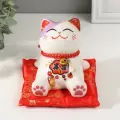 Копилка для денег «Кот Манэки-нэко расслабленный», керамика, 12.5×12.5×10.5 см