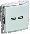 Розетка USB двойная IEK BRITE РЮ10-1-БрЖ A+A 5В 3,1А, жемчуг