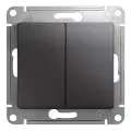 Выключатель двухклавишный графит, сх.1, 10АХ, Systeme Electric Glossa (комплект 5шт)
