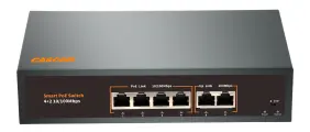 Коммутатор CARCAM POE-42HT, 4+2 порта, 780 Вт, 2 Lan(RJ45), до 250м