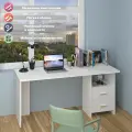 Стол компьютерный Мэрдэс СКЛ-Прям160 БЕ Белый, с тумбой, 160 х 60 х 77 см, прямой, ЛДСП