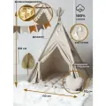 Вигвам детский с ковриком, окошком , подушкой и антискладывателем бежевый с флажками