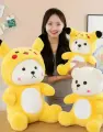 Мягкая игрушка Мишка в костюме Пикачу 65 см / Игрушка обнимашка антистресс плюшевый медведь в костюме с капюшоном