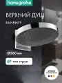 Верхний душ hansgrohe Rainfinity 360 1jet с настенным креплением 26230000, хром