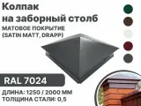 Колпак металлический 380мм-380мм для отделки фасада, заборных столбов (Матовый) Satin, Drap RAL-7024 серый 10шт
