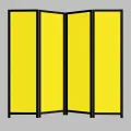 Ширма Жёлтая в Чёрном - 4 створки. Лёгкая стильная тканевая перегородка от производителя ширмы. РФ. Высота 180см