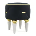 Пуфик Дубай Круглый на Высоких ножках Велюр черный / ножки - слоновая кость Djivani