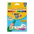 Карандаши цветные 12 цветов BIC Kids Evolution Triangle (L=175мм, D=10мм, d=4.3мм, 3гр, пластик) картонная упаковка (8297356), 12 уп.