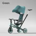 Велосипед-коляска, складной, трехколесный, надувные шины, регулировка сиденья, зеленый