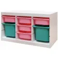 Стеллаж труфаст 93х44х52 см с бирюзовыми (2 шт) и розовыми (5 шт) контейнерами IKEA