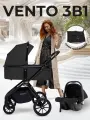 Коляска 3 в 1 для новорожденных Sweet Baby Vento Black с большими колесами, с автолюлькой 0+