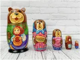 Матрешка деревянная детская развивающая игрушка для детей сортер сказка Маша и три медведя 5 мест 12 см Орнамент