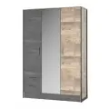 HUGO (хуго) шкаф 3-х дверный с зеркалом 151 х 220 х 56,2 см, ЛДСП, Дуб Гранж/Железный камень