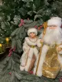 Новогодние фигурки Деда Мороза 50см и Снегурочки 40см под елку, музыкальные