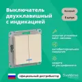 Выключатель двухклавишный Schneider Electric Atlas Design с подсветкой, бежевый ATN000253 5 шт
