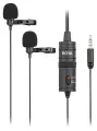 Микрофон петличный проводной BOYA BY-M1DM двойной всенаправленный (B), Jack 3.5mm, черный