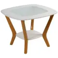 Стол журнальный Мельбурн со стеклом белый/дуб светлый