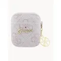 Guess для Airpods 1/2 чехол PU leather 4G with metal logo and Charm Pink