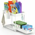 Органайзер для кухни и ванной с выдвижным ящиком, крючками. Этажерка двухъярусная настольная, напольная. Стеллаж для хранения бутылок