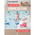 Детский коврик для ползания складной двухсторонний игровой термоковрик Mamagoods 120 х 180 Мишка и Киты