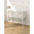Приставная детская кроватка с колесами для новорожденного из массива берёзы, Ariel-04, 120х60, Кашемир