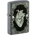 Оригинальная бензиновая зажигалка ZIPPO Heart Design с покрытием Iron Stone, латунь/сталь, серая, 38x13x57 мм