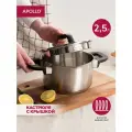 Кастрюля из нержавеющей стали для индукционной плиты Apollo Gusto, объём 2,5 л