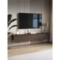 Тумба под телевизор подвесная, консоль навесная Puzzlemebel 180 см темно-коричневый, Лоран