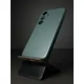 Leather Case S24/Кожаный чехол-накладка на Galaxy S24 (Галакси С24) премиум, цвет зеленый