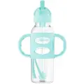 Бутылочка-поильник Dr. Brown's с узким горлышком с силиконовой трубочкой и грузиком 250 мл, с ручками, Зелёная