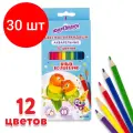 Комплект 30 шт, Карандаши цветные акварельные юнландия юный волшебник, 12 цветов, шестигранные, заточенные, 181402