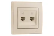 RAIN Розетка компьютерная двойная жемчужно-белый металлик