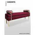 Банкетка BORDADO SAMANTA, мебельная фанера, велюр/гобелен, цвет Грузия + винный, съемные валики.