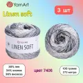 Пряжа YarnArt Linen soft Белый-серый-т. серый (7406) 3 мотка 100 г/272 м (30% лен/36% вискоза/34% хлопок) ярнарт линен софт градиент