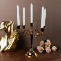 Подсвечник Канделябр, металлический, настольный, 25х25 см, 5 рожков, золотистый