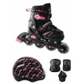Роликовый набор: сумка, ролики, защита, шлем ASE COMBO 641 черно-розовый S(29-32)