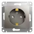 Розетка с заземлением, со шторками, Платина, Schneider Electric Glossa (комплект 8шт)