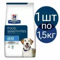 Сухой корм Hill's Prescription Diet d/d для собак, при дерматологических заболеваниях, при аллергии, со вкусом утки и риса (1шт по 1,5кг)